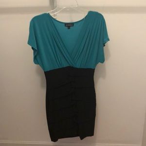 Black and blue formal dress